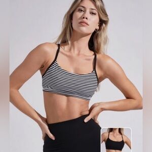 Buffbunny Collection Reversible Sports Bra Black and White Stripe